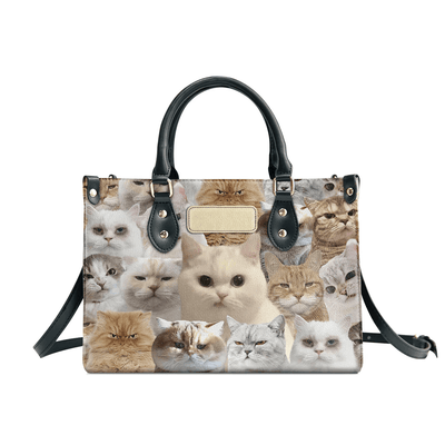 Personalized Handbags for Women, Express Your Love for Cats with Grumpy Black Cat Designs, Grumpy Cat, Leather Handbag for Women