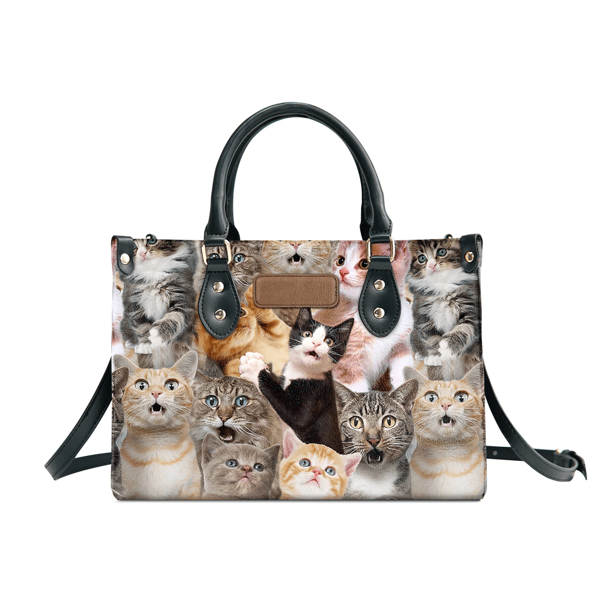 Custom Libro Handbags, Embrace the Spirit of Cat Faith, Funny Cat, Leather Handbag for Women