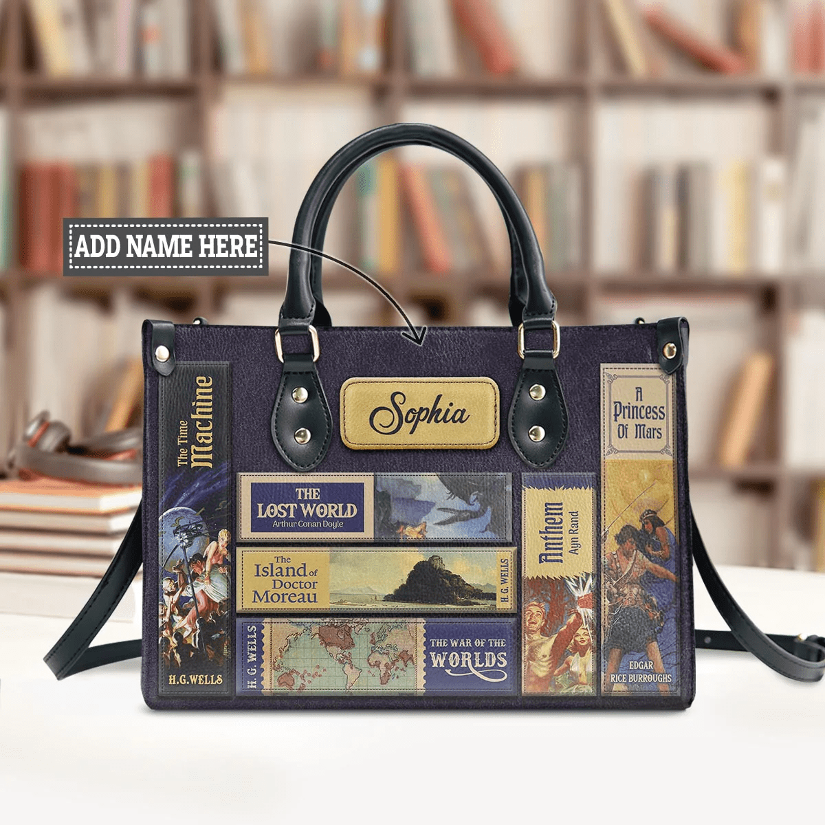 Custom Handbag , Personalized Libro Handbags, The Perfect Gift for Sci-Fi Lovers, Leather Handbag