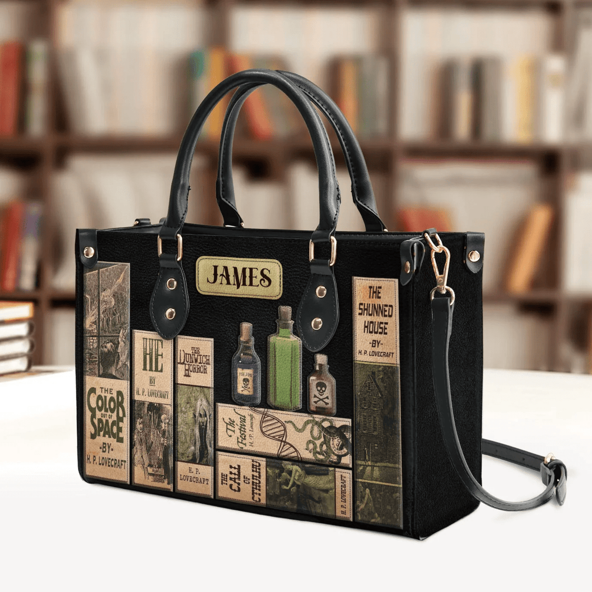Custom Libro Handbags, Personalized Handbags for Horror | Lovecraft, The Perfect Leather Bag Gift for Women