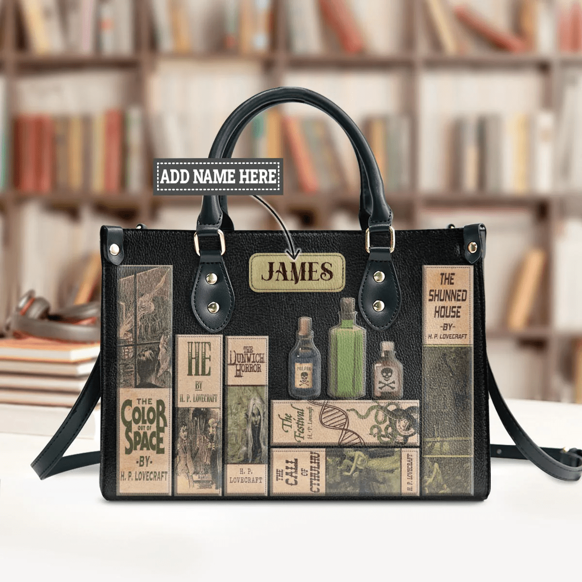 Custom Libro Handbags, Personalized Handbags for Horror | Lovecraft, The Perfect Leather Bag Gift for Women