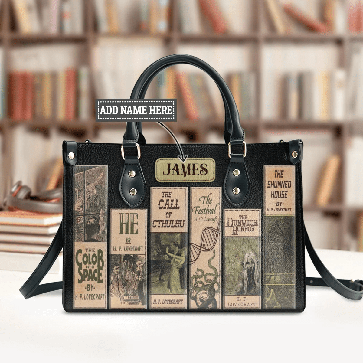 Custom Libro Handbags: Horror-inspired Libro Handbag for Lovecraft Enthusiasts, Personalized Handbags Gift
