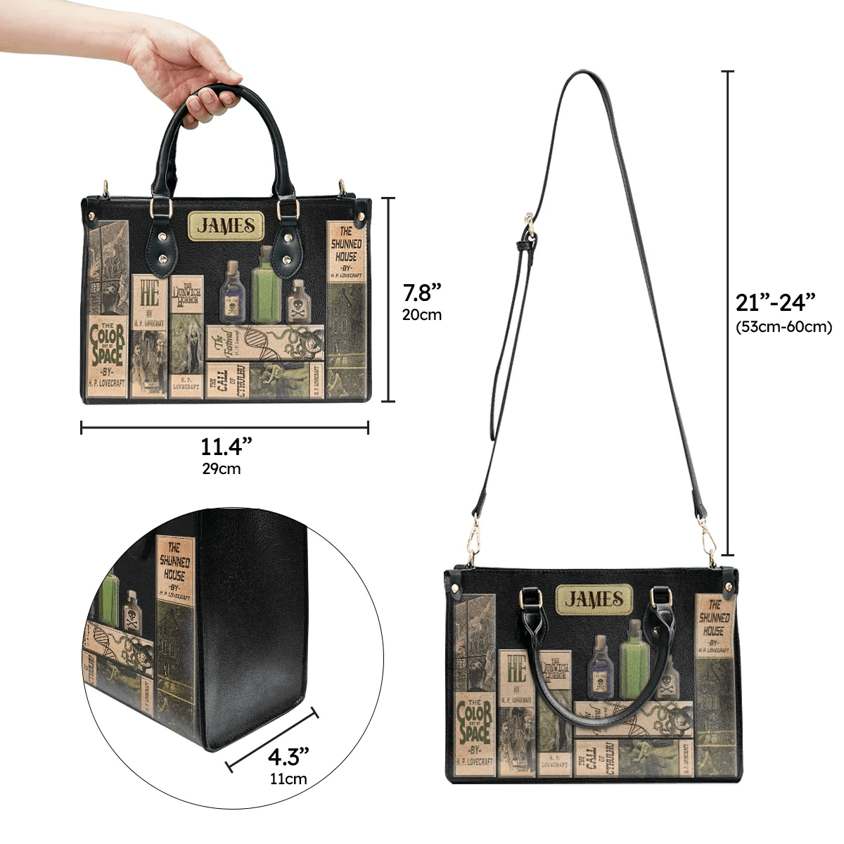 Custom Libro Handbags, Personalized Handbags for Horror | Lovecraft, The Perfect Leather Bag Gift for Women