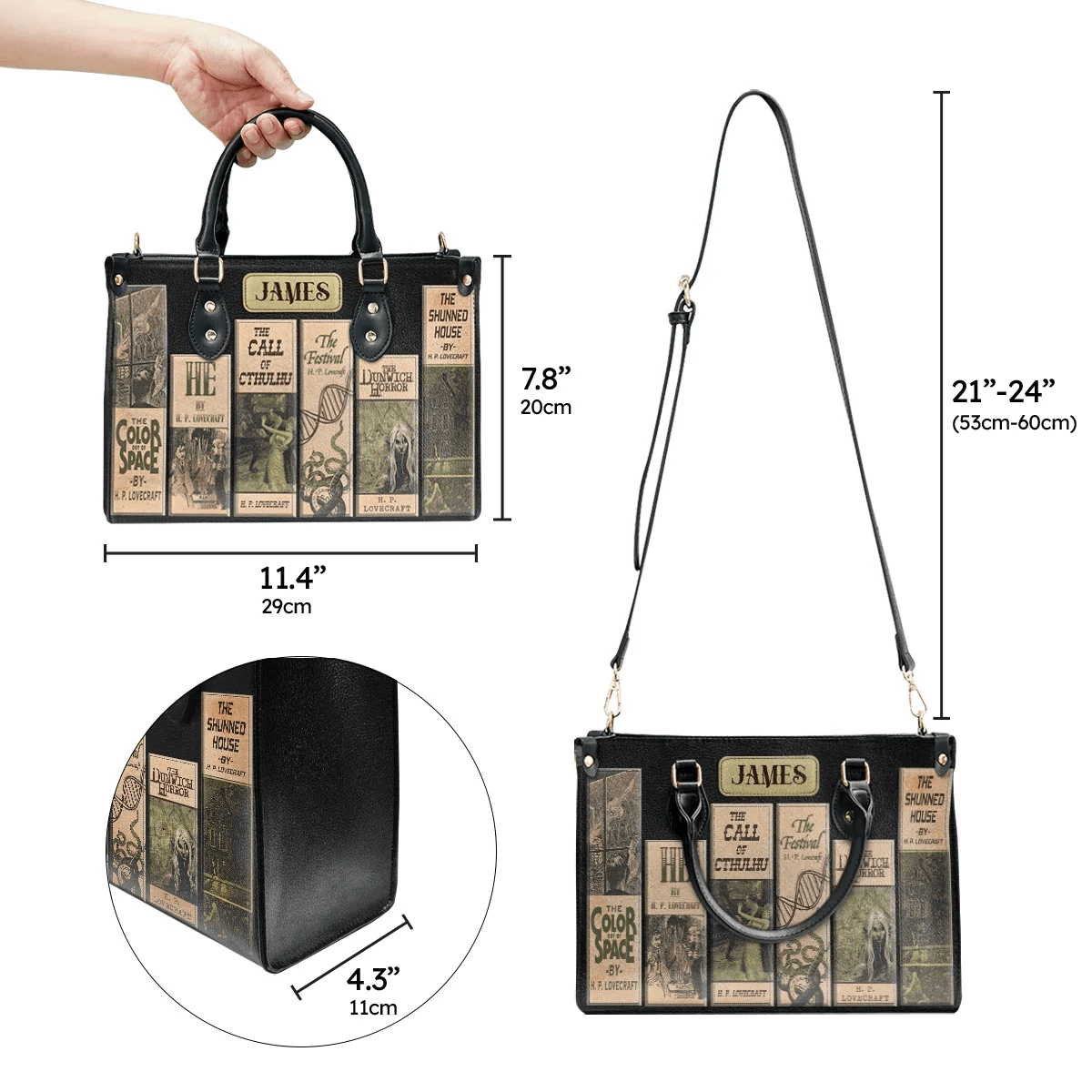 Custom Libro Handbags: Horror-inspired Libro Handbag for Lovecraft Enthusiasts, Personalized Handbags Gift