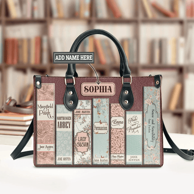 Personalized Handbags in Jane Austen Style, Pride and Prejudice Inspired, The Perfect Leather Bag Gift for Women, Woman Shoulder Bag, Shopping Bag, Leather Handbag
