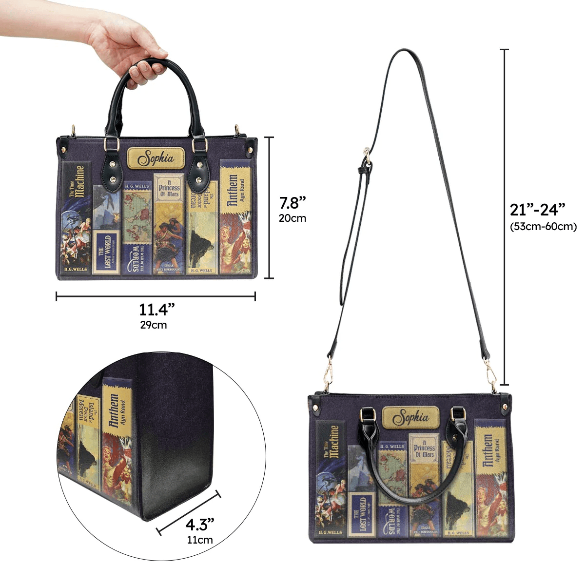 Personalized Handbags, Leather Bags, Custom Handbags Libro, The Perfect Gift for Women Sci-Fi Lovers