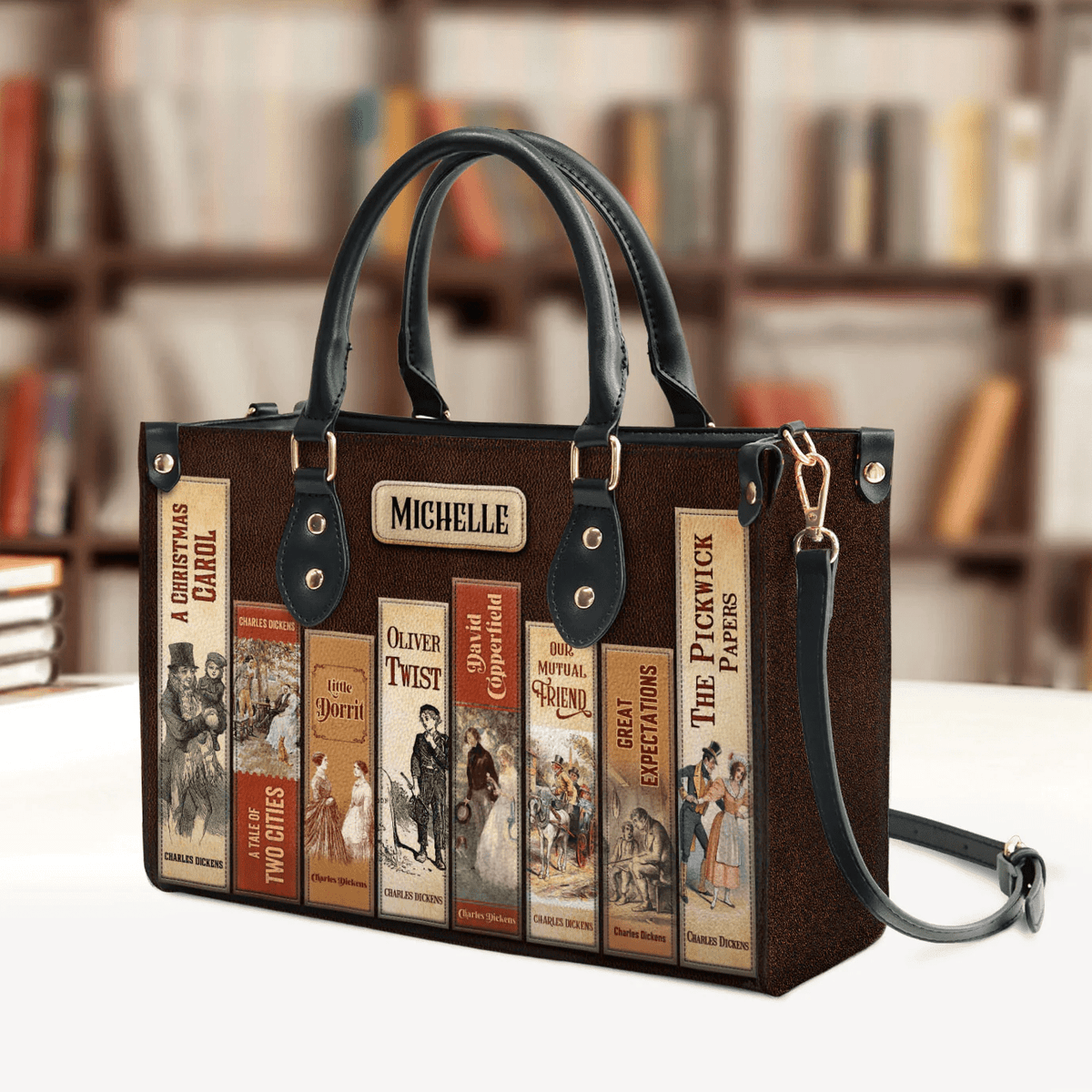 Custom Libro Handbags, Personalized Handbags, Best Leather Bag Gift For Adventure Books Lovere