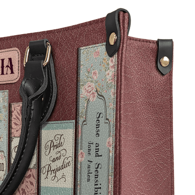 Personalized Handbags in Jane Austen Style, Pride and Prejudice Inspired, The Perfect Leather Bag Gift for Women, Woman Shoulder Bag, Shopping Bag, Leather Handbag