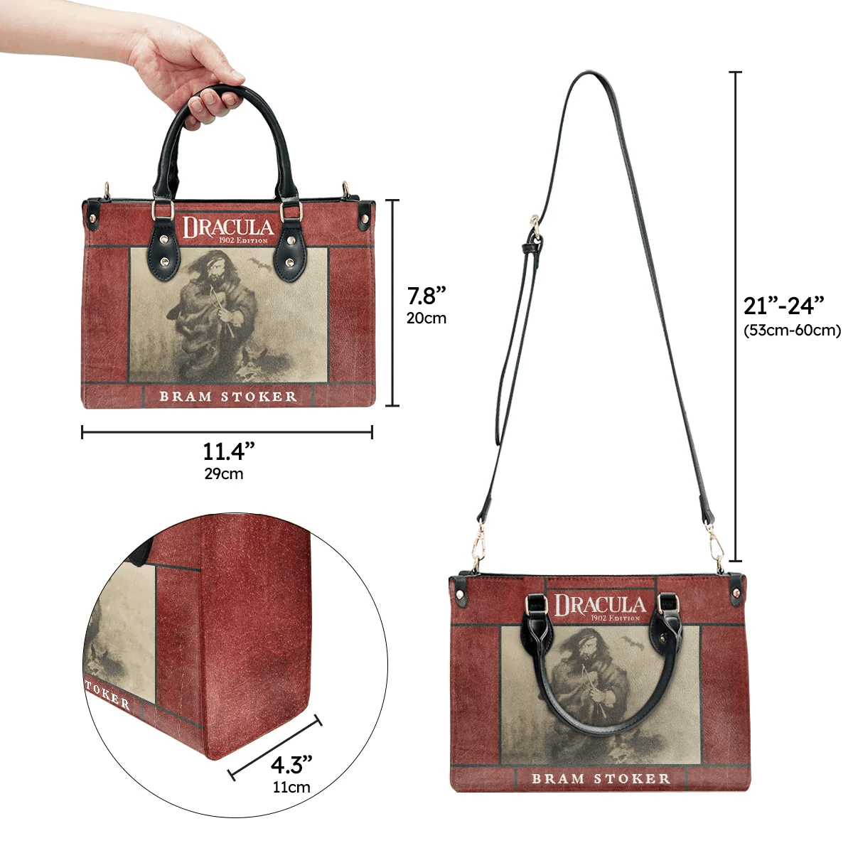 Custom Libro Handbags: Personalized Leather Bag Gift Inspired by Bram Stoker, Leather Bag Gift