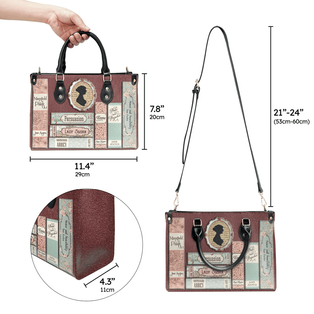 Personalized Handbags in Jane Austen Style: Pride and Prejudice Inspired - The Perfect Leather Bag Gift for Women