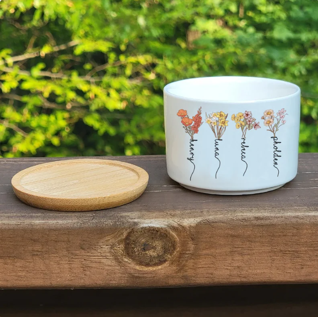 Customized Name Garden Plant Pot, Birth Month Flower Pot, Outdoor Flower Pot With Month Flower, Birthday Gift, Mothers Day Gift