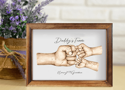 Personalised "Fist Bump" Dad Fathers Day Framed Gift, Birthday gift for Dad Daddy Grandad, Father's Day Gift for Dad Grandad, Gift from kids