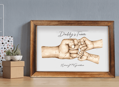 Personalised "Fist Bump" Dad Fathers Day Framed Gift, Birthday gift for Dad Daddy Grandad, Father's Day Gift for Dad Grandad, Gift from kids