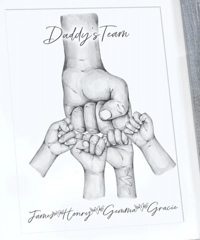 Personalised "Fist Bump" Dad Fathers Day Framed Gift, Birthday gift for Dad Daddy Grandad, Father's Day Gift for Dad Grandad, Gift from kids