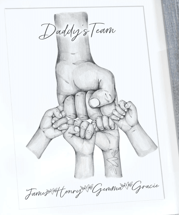 Personalised "Fist Bump" Dad Fathers Day Framed Gift, Birthday gift for Dad Daddy Grandad, Father's Day Gift for Dad Grandad, Gift from kids