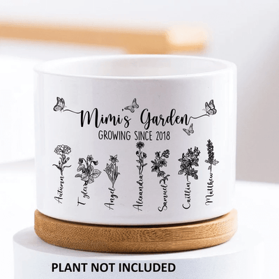 Customized Grandma's Garden Mini Plant Pot, Birth Month Flower Family Custom Plant Pot, Mothers Day Gift for Grandma, Mom, Mimi, Nana