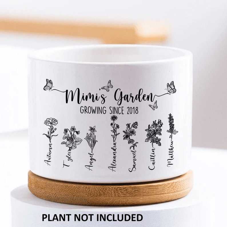 Customized Grandma's Garden Mini Plant Pot, Birth Month Flower Family Custom Plant Pot, Mothers Day Gift for Grandma, Mom, Mimi, Nana