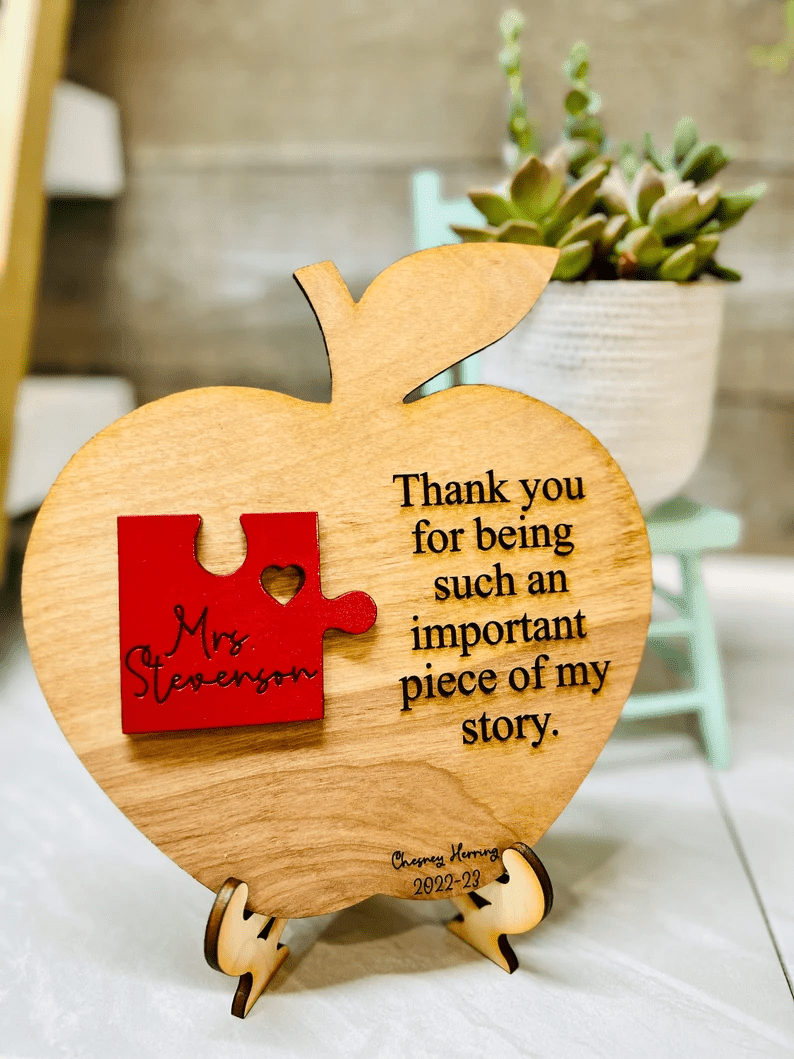 Thank You For Being An Important Piece of My Story| Teacher Gift| Teacher Sign|Teacher Appreciation Apple| Teacher Gifts| End Of Year Gifts