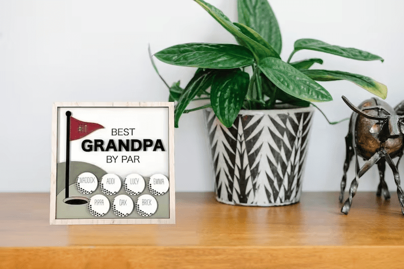 Personalized Wooden Golf Sign, Custom Frame Father, Personalized Plaque for Grandpa, Gift For Father, Best Papa by Par, Father Day Gift