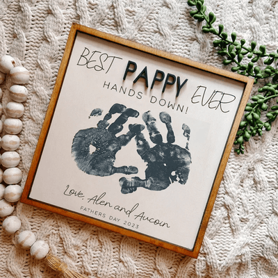 Personalized Gift From Kids, Best Dad Ever Hands Down Sign, DIY Fathers Day Sign, Custom Fathers Day Gift From Kids, DIY Handprint Sign