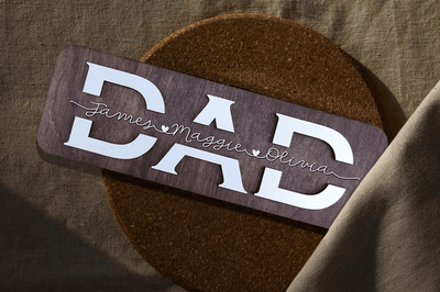 Personalized Dad & Kids Name Framed Sign, Fathers Day Gift, Dad's Children Name Framed Sign, Family Sign, Custom Gift for Dad, Dad Wood Sign