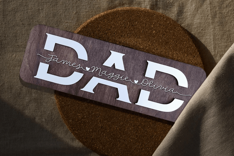 Personalized Dad & Kids Name Framed Sign, Fathers Day Gift, Dad's Children Name Framed Sign, Family Sign, Custom Gift for Dad, Dad Wood Sign