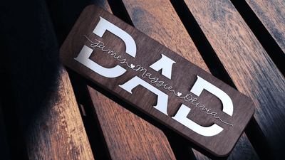 Personalized Dad & Kids Name Framed Sign, Fathers Day Gift, Dad's Children Name Framed Sign, Family Sign, Custom Gift for Dad, Dad Wood Sign