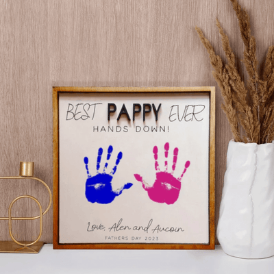 Personalized Gift From Kids, Best Dad Ever Hands Down Sign, DIY Fathers Day Sign, Custom Fathers Day Gift From Kids, DIY Handprint Sign