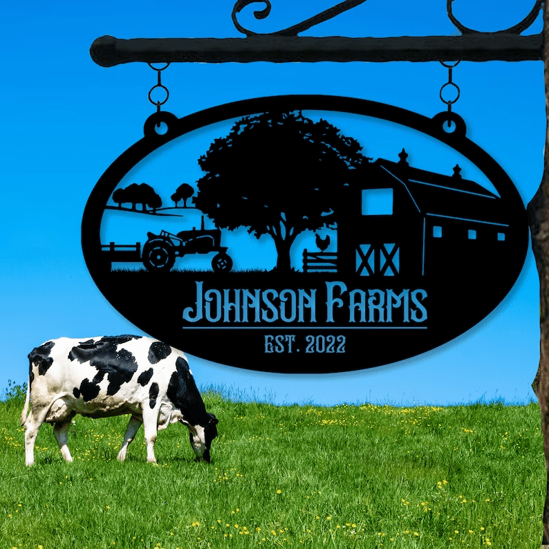 Personalized Metal Farm Sign, Farmhouse Sign, Metal Sign For Farmer, Farmer Decor, Farm Address Sign, Farmer Gift, Farmer Outdoor Decor