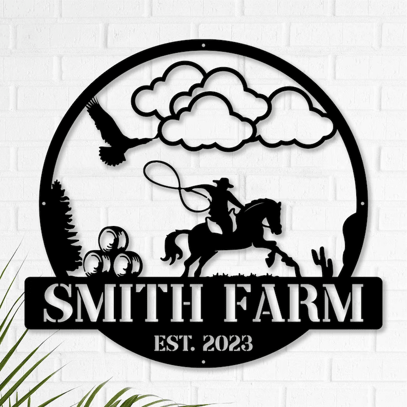 Personalized Metal Farm Sign, Farmhouse Sign, Metal Sign For Farmer, Farmer Decor, Farm Address Sign, Farmer Gift, Farmer Outdoor Decor