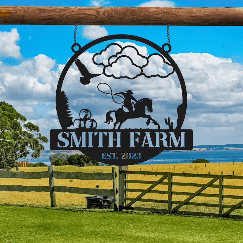Personalized Metal Farm Sign, Farmhouse Sign, Metal Sign For Farmer, Farmer Decor, Farm Address Sign, Farmer Gift, Farmer Outdoor Decor