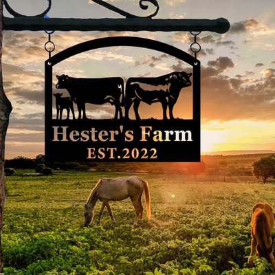 Personalized Metal Farm Sign, Farmhouse Sign, Metal Sign For Farmer, Farmer Decor, Farm Address Sign, Farmer Gift, Farmer Outdoor Decor