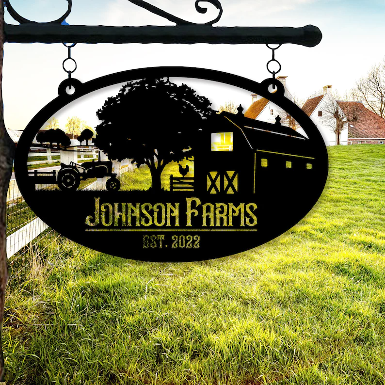 Personalized Metal Farm Sign, Farmhouse Sign, Metal Sign For Farmer, Farmer Decor, Farm Address Sign, Farmer Gift, Farmer Outdoor Decor