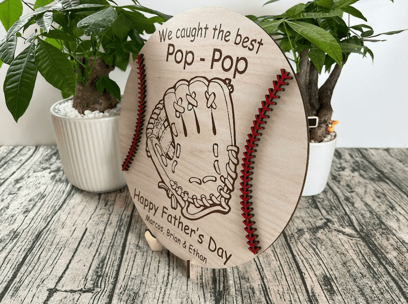 Custom DIY Baseball Dad Handprints Sign, Handprint Art, DIY Hand Print Gift For Dad, Baseball Dad Gift,Gift from Son,Keepsake Gift from Kids