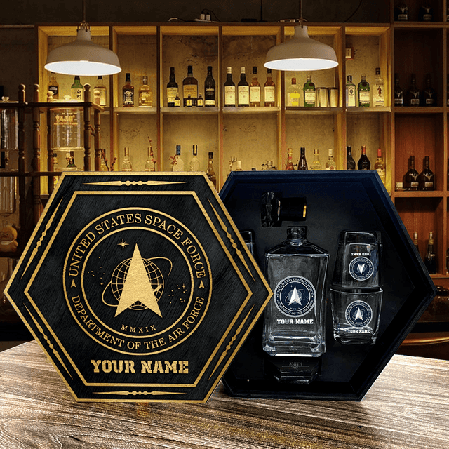 Custom Engraved Military Whiskey Decanter Set for Veterans Gift