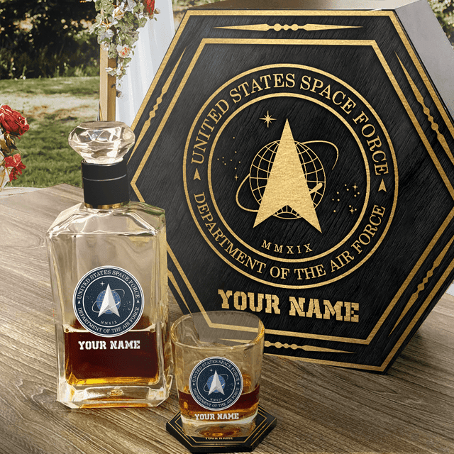 Custom Engraved Military Whiskey Decanter Set for Veterans Gift