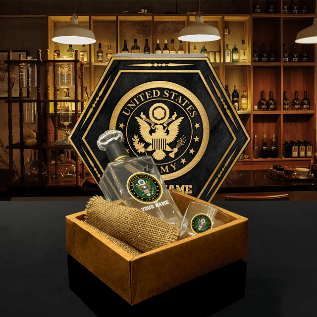 Personalized US Branches Veteran Whiskey Decanter set