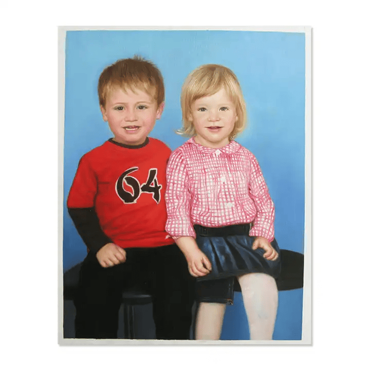 Handmade Realistic Children Kids Figure Oil Painting, Custom Hand Painted Portrait Oil Painting On Canvas, Portrait Painting Wall Decor Photo Living Room