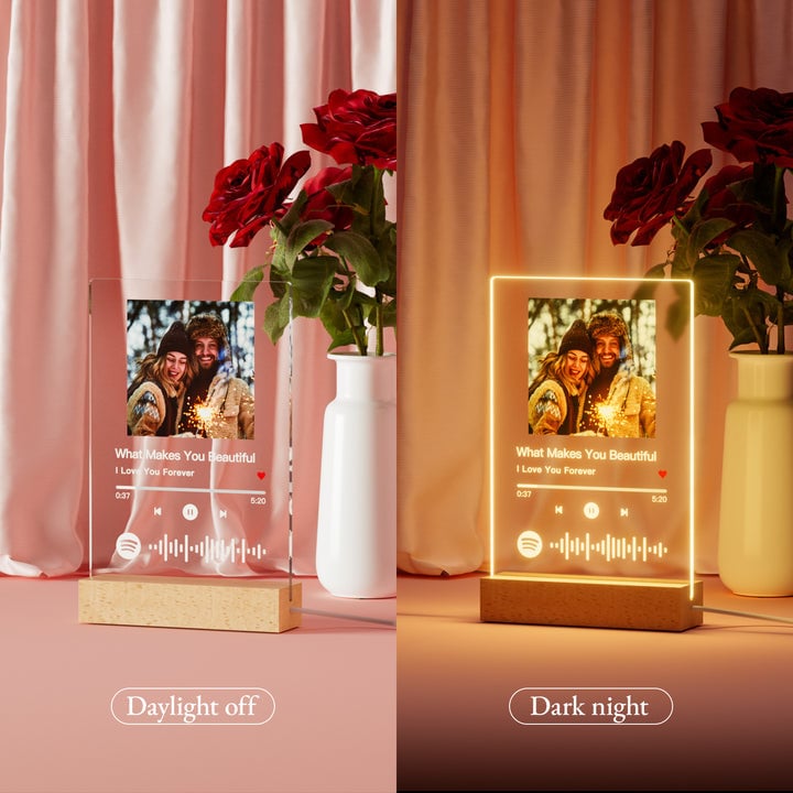 Custom Spotify Plaque Anniversary Ideal Gifts for Him - Spotify Glass Plaque Birthday Gifts for Women - Personalized Acrylic Song with Photo Music Plaque