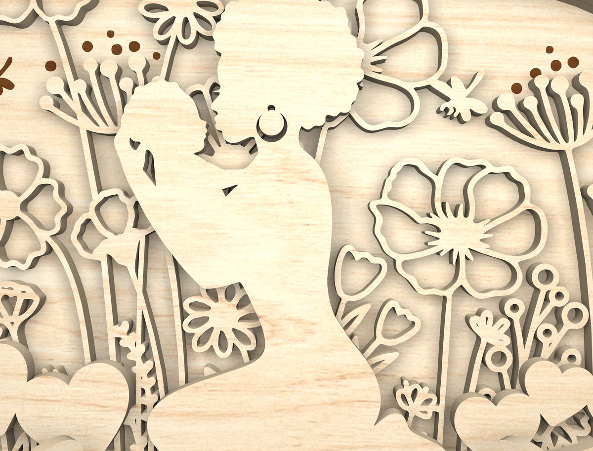 Afro Mom And Baby Stand Decor, First Mom Now Grandma Gift, Grandma Garden, Mothers Day Gifts