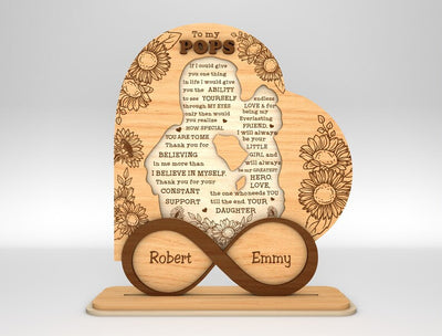 Personalized Dad And Daughter Heart Stand Decor Wood Laser Cut Art, Gift for Dad,Fathers Day Gifts