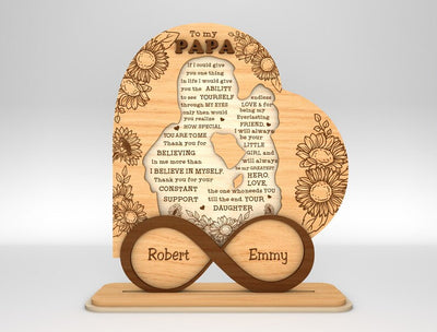 Personalized Dad And Daughter Heart Stand Decor Wood Laser Cut Art, Gift for Dad,Fathers Day Gifts
