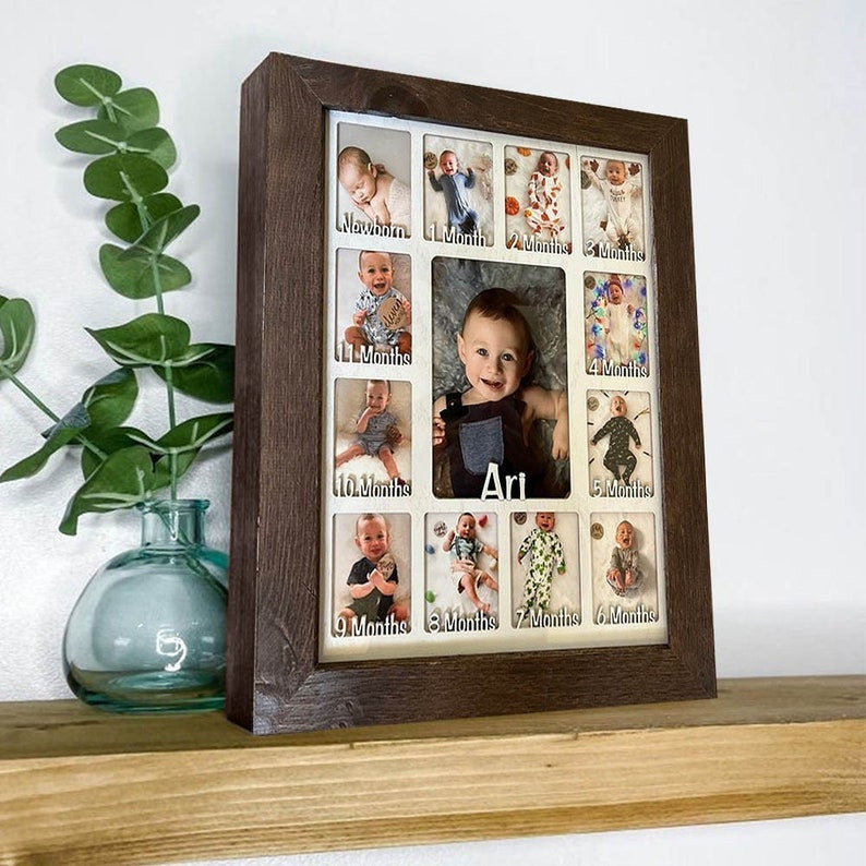 Personalized Baby Newborn First Year Photo Frame Display Board Nursery Gifts