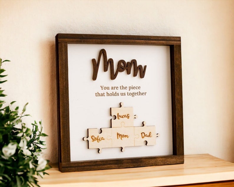 Wooden Mom Puzzle, Mom Puzzle Sign, Gift From Daughter, Mothers Day Puzzle, Grandma Frame, Mom Birthday, Unique Gift For Her
