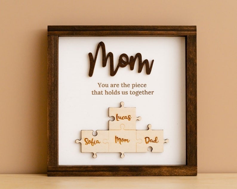 Wooden Mom Puzzle, Mom Puzzle Sign, Gift From Daughter, Mothers Day Puzzle, Grandma Frame, Mom Birthday, Unique Gift For Her