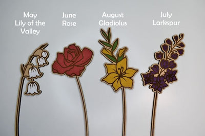 Wooden Birth Month Flower, Thoughtful Gift for Her, Individual Birth Flower, Celebrates Special Day with a Personalized Birth Flower Gift