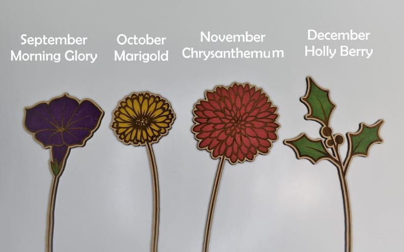 Wooden Birth Month Flower, Thoughtful Gift for Her, Individual Birth Flower, Celebrates Special Day with a Personalized Birth Flower Gift