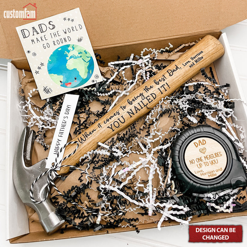 Personalized Engraved Hammer & Tape Measure Set, Gifts for Dad, Father's Day Gift Idea