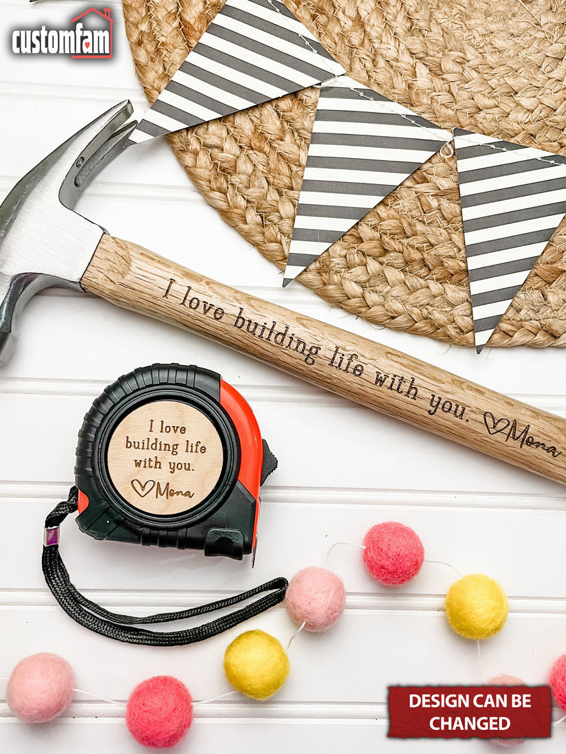 Personalized Engraved Hammer & Tape Measure Set, Gifts for Dad, Father's Day Gift Idea