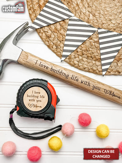 Personalized Engraved Hammer & Tape Measure Set, Gifts for Dad, Father's Day Gift Idea
